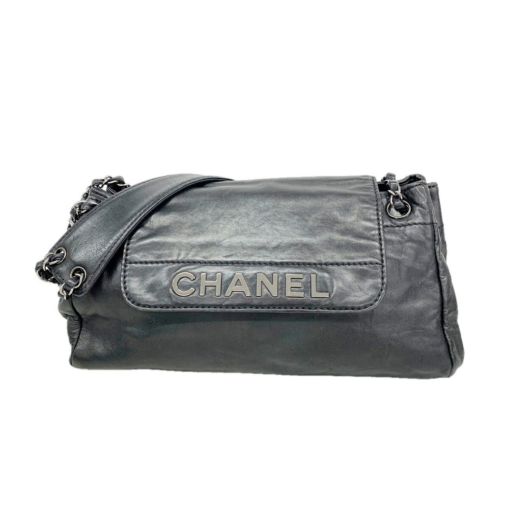 Chanel Shoulder Bag, Chain Shoulder, Lambskin, Black, Women's